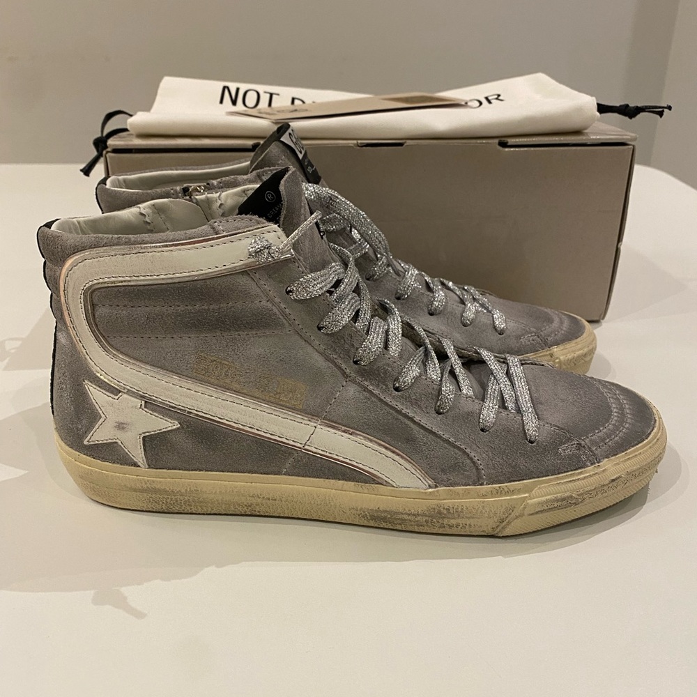 Golden Goose Slide Sneaker in Mud/Black/Silver sz 41 New in Box - Picture 2 of 11